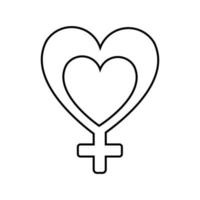 svart och vit linjär enkel ikon av en skön symbol av de astronomisk man och fördärvar i de hjärta för de fest av kärlek på hjärtans dag eller Mars 8. vektor illustration