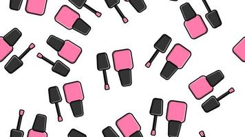 ändlös sömlös mönster av skön rosa skönhet kosmetisk objekt för nagel putsa flaskor för manikyr på en vit bakgrund. vektor illustration