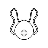 Schwarz-Weiß-Symbol einer medizinischen Einwegmaske aus schützendem Gazepapier mit einem Atemschutzgerät gegen die gefährliche Virus-Covid-019-Coronavirus-Epidemie-Pandemie. Vektor-Illustration vektor