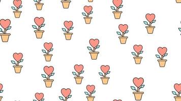 textur nahtloses muster von flachen blumenikonen mit herzen, liebesartikel für den feiertag der liebe valentinstag 14. februar oder 8. märz auf weißem hintergrund. Vektor-Illustration vektor