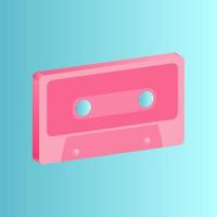 alte schöne Retro-Hipster-Musik-Audiokassette aus den 70er, 80er, 90er Jahren auf blauem Hintergrund vektor
