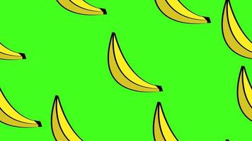 Vektor-Illustration. Muster mit Bananen. gelbe, helle Banane auf einem hellen hellgrünen Hintergrund. veganes Essen. Designmuster für gesunde Lebensmittel, Cafés und Restaurants vektor