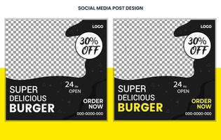 Essen Social Media Post Design Template Design kostenlos, Restaurant Social Media Post Design, Burger Post Design, Menü Post Design vektor