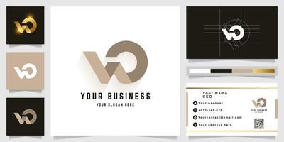 brev wo eller wd monogram logotyp med företag kort design vektor