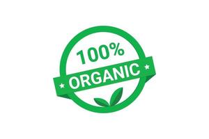 100 Prozent Lebensmittel in Bio-Qualität, grüner Aufkleber. vektor