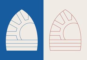 abstrakte rahmengrenze mit wellen- und sonnenscheinlogoschablone vektor