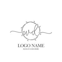 första wd skönhet monogram och elegant logotyp design, handstil logotyp av första signatur, bröllop, mode, blommig och botanisk med kreativ mall. vektor