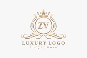 Anfangszv Letter Royal Luxury Logo Vorlage in Vektorgrafiken für Restaurant, Lizenzgebühren, Boutique, Café, Hotel, heraldisch, Schmuck, Mode und andere Vektorillustrationen. vektor