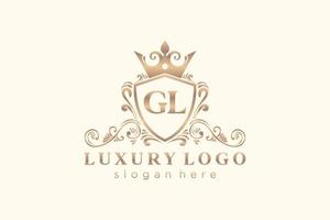 första gl brev kunglig lyx logotyp mall i vektor konst för restaurang, kungligheter, boutique, Kafé, hotell, heraldisk, Smycken, mode och Övrig vektor illustration.