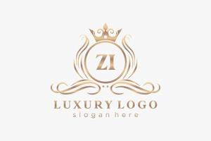 Initial zi Letter Royal Luxury Logo Vorlage in Vektorgrafiken für Restaurant, Lizenzgebühren, Boutique, Café, Hotel, heraldisch, Schmuck, Mode und andere Vektorillustrationen. vektor