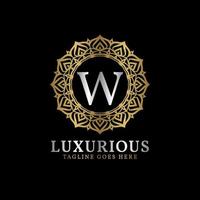 buchstabe w luxuriöse dekorative blume mandala kunst initialen vektor logo design für hochzeit, spa, hotel, schönheitspflege