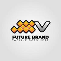 Buchstabe v modernes futuristisches abstraktes Pixel-Vektor-Logo-Design vektor