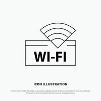 hotell wiFi service enhet vektor linje ikon