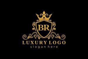 Royal Luxury Logo-Vorlage mit anfänglichem br-Buchstaben in Vektorgrafiken für Restaurant, Lizenzgebühren, Boutique, Café, Hotel, Heraldik, Schmuck, Mode und andere Vektorillustrationen. vektor