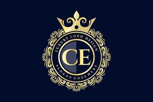 ce anfangsbuchstabe gold kalligrafisch feminin floral handgezeichnet heraldisch monogramm antik vintage stil luxus logo design premium vektor