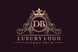 db anfangsbuchstabe gold kalligrafisch feminin floral handgezeichnet heraldisch monogramm antik vintage stil luxus logo design premium vektor