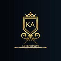 ka brev första med kunglig mall.elegant med krona logotyp vektor, kreativ text logotyp vektor illustration.