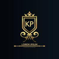 kp brev första med kunglig mall.elegant med krona logotyp vektor, kreativ text logotyp vektor illustration.