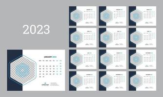 skrivbord kalender 2023 mall vektor