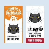 Lycklig halloween inbjudan design med katt vektor