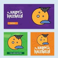 Lycklig halloween inbjudan design med måne vektor