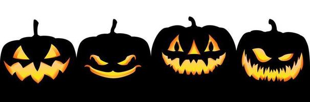 Legen Sie Kürbis auf weißem Hintergrund. schwarzer kürbis mit lächeln für ihr design für den feiertag halloween. Vektor-Illustration. vektor