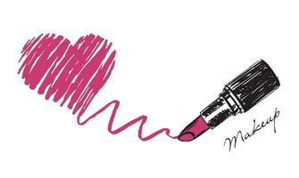 Schminkset. lippenstift hand gezeichnete illustration. vektor