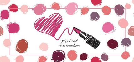 Schminkset. lippenstift hand gezeichnete illustration. vektor