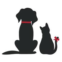 Hund und Katze mit Schleife vektor
