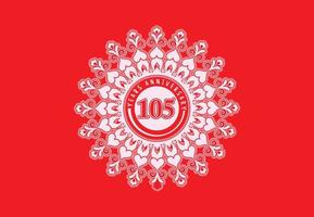 105 år årsdag logotyp och klistermärke design vektor