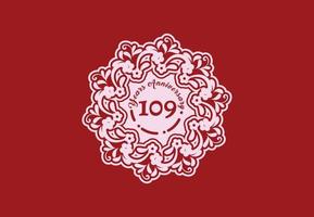 109 år årsdag logotyp och klistermärke design vektor