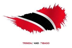 flagga av trinidad och tobago i grunge stil med vinka effekt. vektor