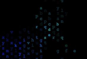 dunkelblauer Vektorhintergrund mit Zeichen des Alphabets. vektor