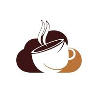Logo-Icon-Design für Kaffeewolken. Kaffeetasse auf Cloud-Logo-Design. vektor