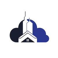 Cloud-Immobilien-Vektor-Logo-Design. gebäude- und wolkenlogodesign. Gebäudelogo mit Wolkenkratzern. vektor