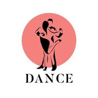 dans par man och kvinna vektor illustration, logotyp, ikon för dansar skola, fest. vit, rosa och svart.