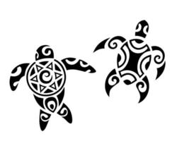 Reihe von Meeresschildkröten im Maori-Stil. Tattoo-Skizze. für Druck, T-Shirt, Karten, Stoff, Tätowierung. vektor