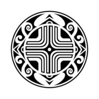 runde geometrische Verzierung der Tätowierung mit Hakenkreuz im Maori-Stil. Schwarz und weiß vektor