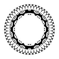 runda maori geometrisk runda gräns ram design. svart och vit vektor