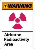 varning luftburet radioaktivitet område symbol tecken på vit bakgrund vektor