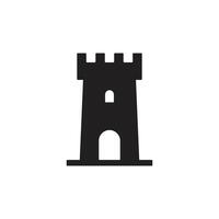 eps10 schwarzer Vektor Schlossturm abstrakte solide Kunstikone isoliert auf weißem Hintergrund. Burggebäude-Symbol in einem einfachen, flachen, trendigen, modernen Stil für Ihr Website-Design, Logo und mobile Anwendung