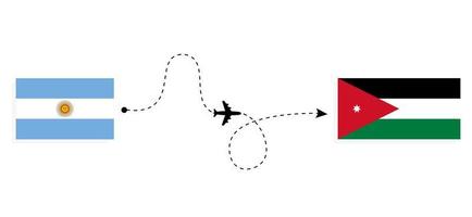 flyg och resor från Argentina till Jordanien med passagerarflygplan vektor