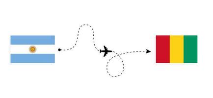 flug und reise von argentinien nach guinea mit dem reisekonzept des passagierflugzeugs vektor