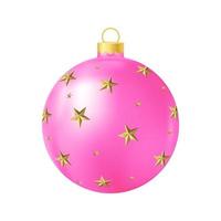 rosa jul träd leksak med gyllene stjärnor realistisk Färg illustration vektor