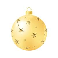 gelbes weihnachtsbaumspielzeug mit goldenen sternen realistische farbillustration vektor