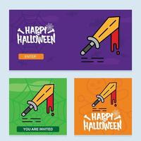 glückliches halloween-einladungsdesign mit messervektor vektor