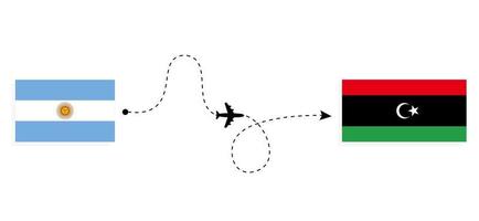 flyg och resor från Argentina till Libyen med passagerarflygplan vektor