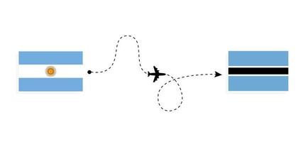 Flug und Reise von Argentinien nach Botswana mit dem Reisekonzept für Passagierflugzeuge vektor