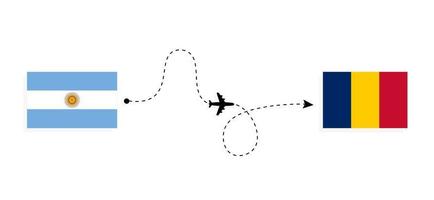 Flug und Reise von Argentinien in den Tschad mit dem Reisekonzept für Passagierflugzeuge vektor