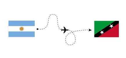 flyg och resa från argentina till helgon kitts och nevis förbi passagerare flygplan resa begrepp vektor